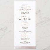 Stijlvolle roze witte trouwmenu kaarten (Voorkant)