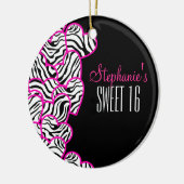 Stijlvolle Roze Zoete 16 Tijgerhart Ontwerpnaam Keramisch Ornament (Links)