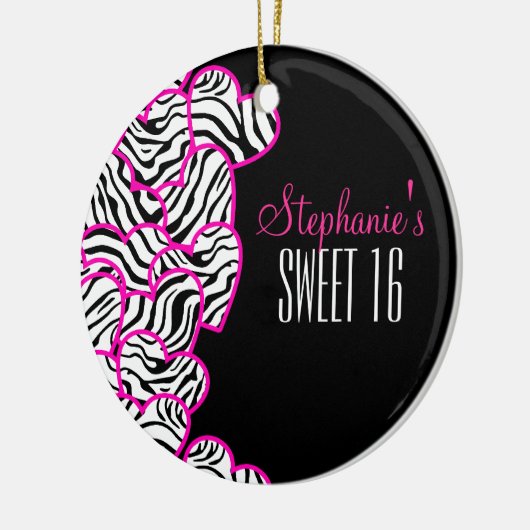 Stijlvolle Roze Zoete 16 Tijgerhart Ontwerpnaam Keramisch Ornament (Links)