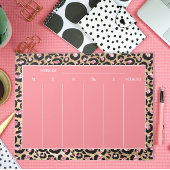 Stijlvolle roze zwarte Cheetah Leopard Weekly Plan Notitieblok
