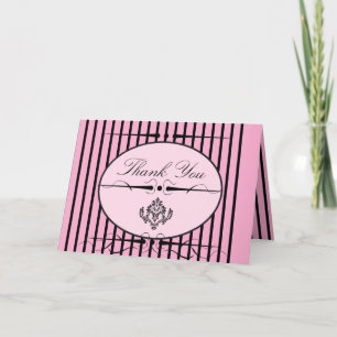 Stijlvolle Roze Zwarte Dank Je Wel Wenskaart Bedankkaart