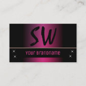 Stijlvolle roze zwarte moderne versie met monogram visitekaartje (Voorkant)
