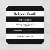 Stijlvolle roze zwarte witte strepen make-up vierkante visitekaartje (Achterkant)