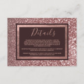 Stijlvolle rozen gouden bordeaux glitter Details Informatiekaartje (Voorkant)