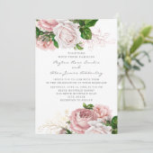 Stijlvolle  Rozen met een bleekroze bruine bruilof Kaart (Staand voorkant)