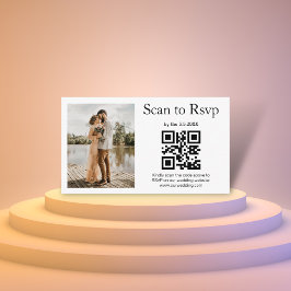 Stijlvolle RSVP QR code eenvoudige trouwfoto Informatiekaartje