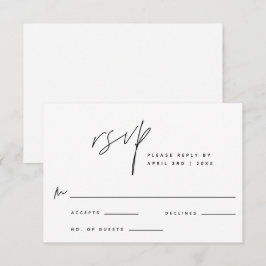 Stijlvolle RSVP zwart-wit minimalistisch antwoordk Kaartje