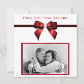 Stijlvolle Ruby 40th Wedding Jubileum Foto Kaart (Voorkant)