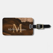 Stijlvolle Rust Gold Agaat Geode Monogram Bagagelabel (Voorkant horizontaal)
