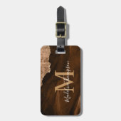 Stijlvolle Rust Gold Agaat Geode Monogram Bagagelabel (Voorkant verticaal)