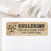 Stijlvolle Rustic Leaf Woodgrain Black Retouradres Etiket (Insitu)