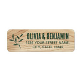 Stijlvolle Rustic Leaf Woodgrain Green Retouradres Etiket (Voorkant)