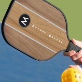 Stijlvolle Rustic Wood Stripe Monogramed Pickleball Paddle