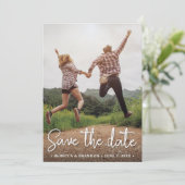 Stijlvolle Rustieke Dubbelzijdige Save The Date Fo (Staand voorkant)