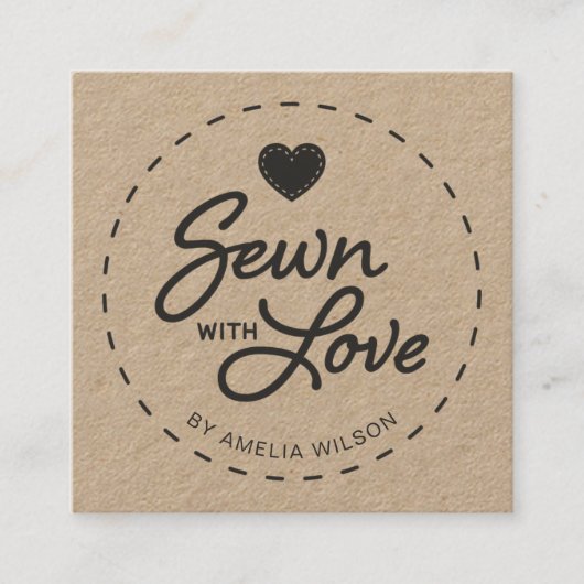 Stijlvolle rustieke genaaid met Love Kraft Vierkante Visitekaartje (Voorkant)