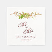 Stijlvolle rustieke gewei & wilde bloemen bruiloft servet (Voorkant)