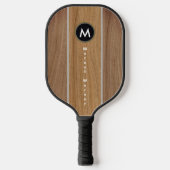 Stijlvolle Rustieke Houten Streep Monogram Pickleball Paddle (Voorkant)