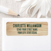 Stijlvolle rustieke houtnerf groen retouradres etiket (Insitu)