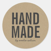 Stijlvolle Rustieke Krachtige Handgemaakte Nep Kra Ronde Sticker (Voorkant)