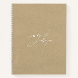 Stijlvolle Rustieke Kraft Onderschrift Monogram Notitieboek
