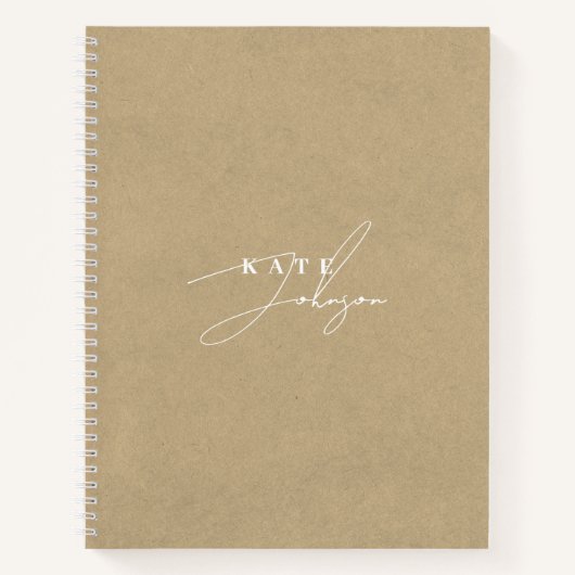 Stijlvolle Rustieke Kraft Onderschrift Monogram Notitieboek (Voorkant)