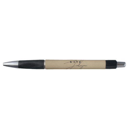 Stijlvolle Rustieke Kraft Onderschrift Monogram Pen (Voorkant)