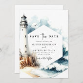 Stijlvolle rustieke Romance vuurtoren bruiloft Save The Date (Voorkant / Achterkant)