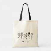 Stijlvolle rustieke wilde bloem bruidsmeisje naam tote bag (Achterkant)