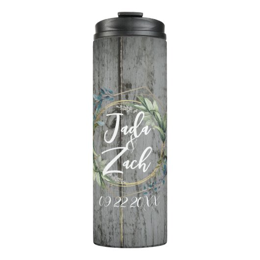 Stijlvolle, rustige, leafy Wreath Wedding Thermal  Thermosbeker (Voorkant)