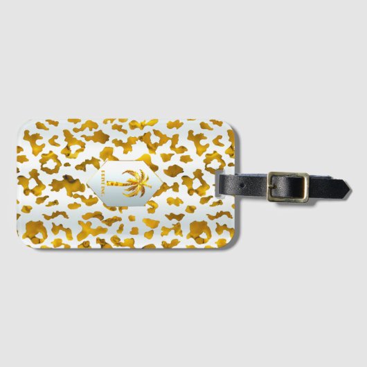 Stijlvolle Safari Chic Gold Leopard Print Bagagelabel (Voorkant (horizontaal))