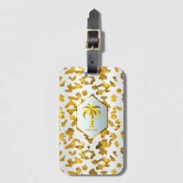 Stijlvolle Safari Chic Goud Luipaardprint Bagagelabel