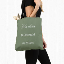 Stijlvolle Sage Green Bridesmaid Canvas tas