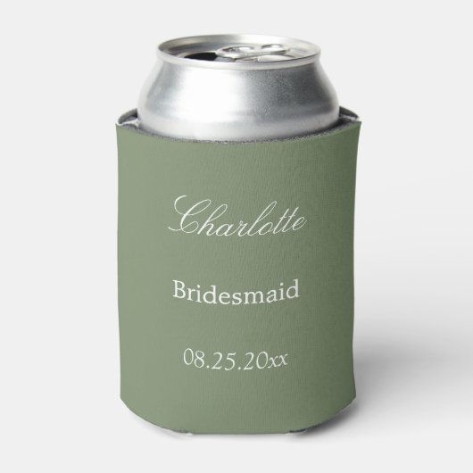 Stijlvolle Sage Green Bridesmaid Favor Koelbox Blikjeskoeler (Blikje Voorkant)