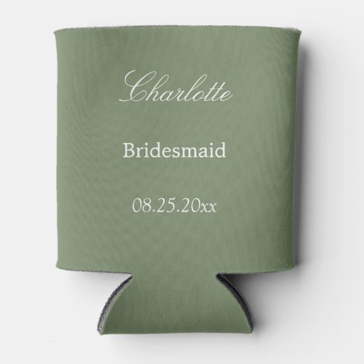 Stijlvolle Sage Green Bridesmaid Favor Koelbox Blikjeskoeler (Voorkant)