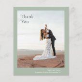 Stijlvolle Sage Green Budget Wedding Bedankt Card (Voorkant)