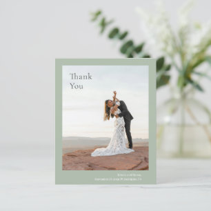 Stijlvolle Sage Green Budget Wedding Bedankt Card