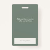 Stijlvolle Sage Green Employee Foto ID and Logo Badge (Achterkant)
