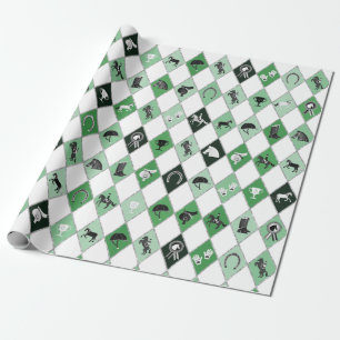 Stijlvolle Sage Green Equestrian Diamond Pattern Cadeaupapier