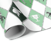 Stijlvolle Sage Green Equestrian Diamond Pattern Cadeaupapier (Rol Hoek)