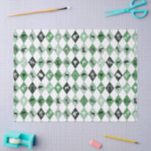 Stijlvolle Sage Green Equestrian Diamond Pattern Tissuepapier (Craft)