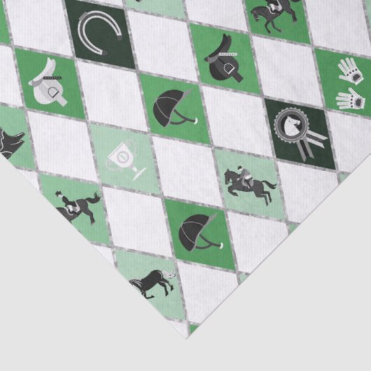 Stijlvolle Sage Green Equestrian Diamond Pattern Tissuepapier (Detail)