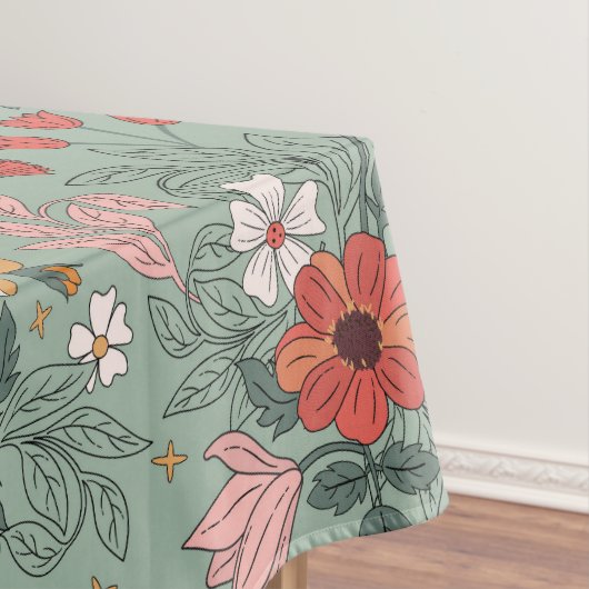 Stijlvolle Sage Green Floral Botanische Kerst Tafelkleed (Voorbeeld)