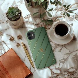 Stijlvolle Sage Green & Gold Case-Mate iPhone Case