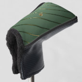 Stijlvolle Sage Green & Gold Putter Golfheadcover (3/4 voorkant)