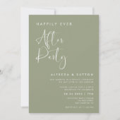 Stijlvolle Sage Green Happy Ever After Party Kaart (Voorkant)
