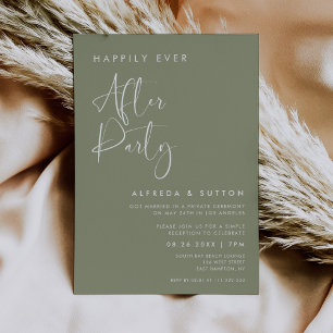 Stijlvolle Sage Green Happy Ever After Party Kaart