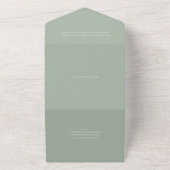 Stijlvolle Sage Green Modern Wedding All In One Uitnodiging (Buitenkant)