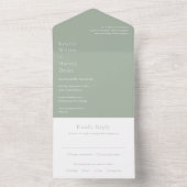 Stijlvolle Sage Green Modern Wedding All In One Uitnodiging (Binnen)