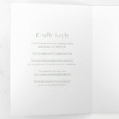 Stijlvolle Sage Green Modern Wedding Drieluik Uitnodiging (Binnenzijde eerst)