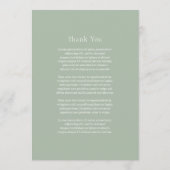 Stijlvolle Sage Green Modern Wedding Menu (Achterkant)